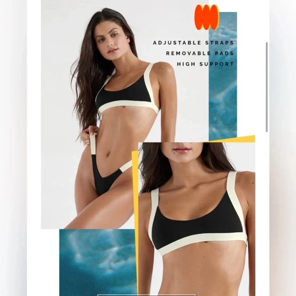 NWT OneOne Swimwear SET Bikini Cape Swimsuit Black White Marina Elena NEW Trendy - Picture 7 of 17